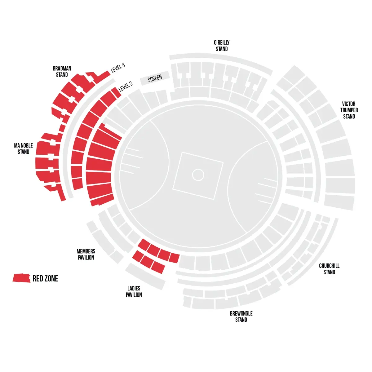 Red Zone seating map